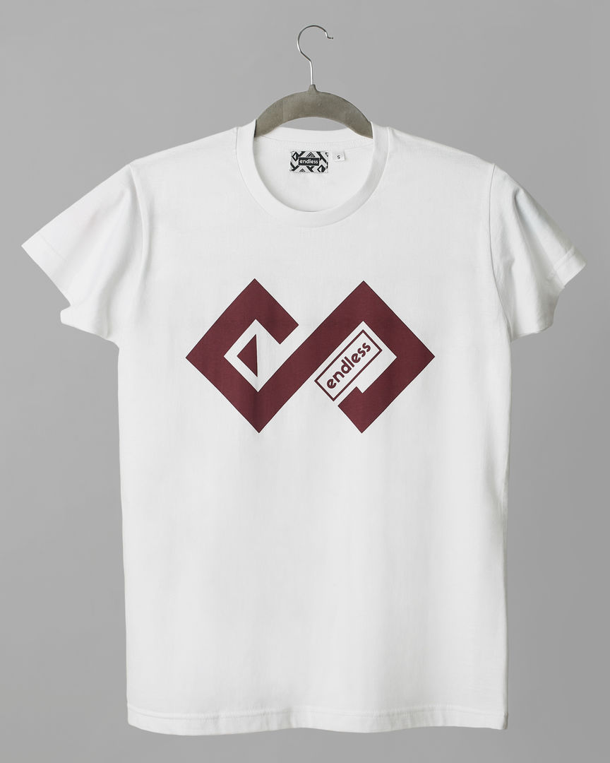 Burgundy on White T-shirt - Essentials - Front